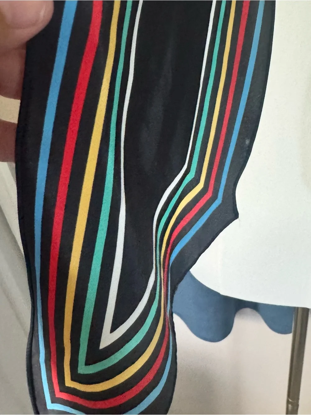 Vintage Vana Black Silk Scarf with Multicolor Stripes